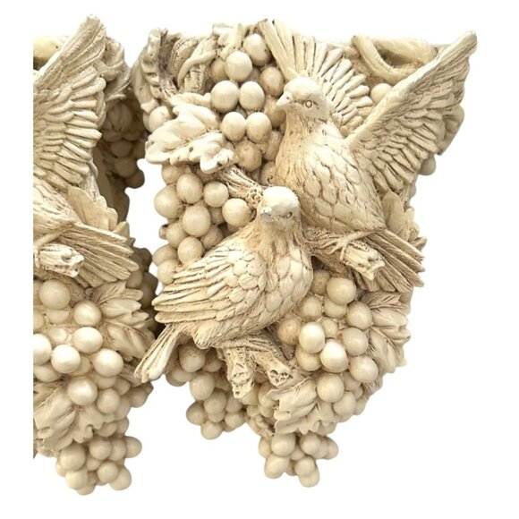 VTG Doves Grapes Grape Leaves  Drapery Curtain Rod Wall Sconce Corbel Holders - Picture 3 of 11